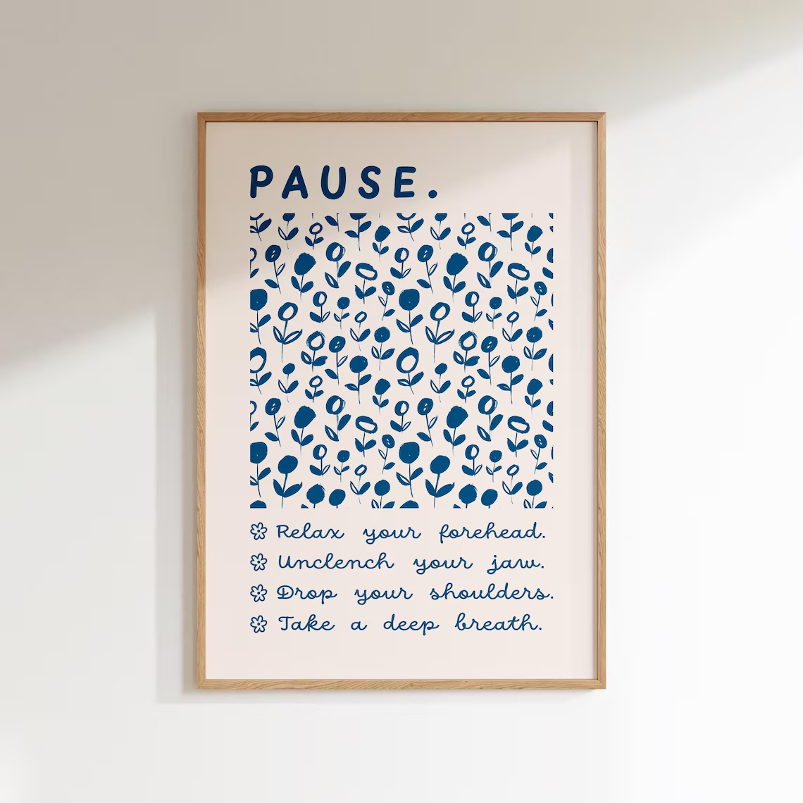 TEMU 1pc, Wall Art, Vintage Poster, Relaxation , Anxiety Print, Relax, Pause Canvas Painting, Bedroom Decor, Living Room Aesthetic Design, Gift For ,