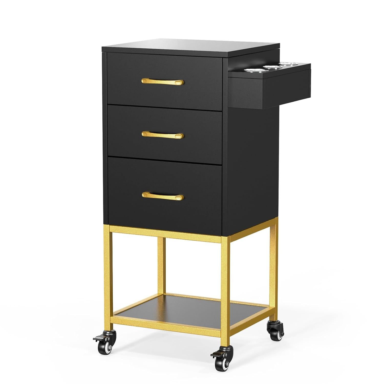 TEMU Trolley de rangement pour salon de beauté, station de salon pour coiffeur, à cheveux en bois avec support pour sèche-cheveux et tiroir,