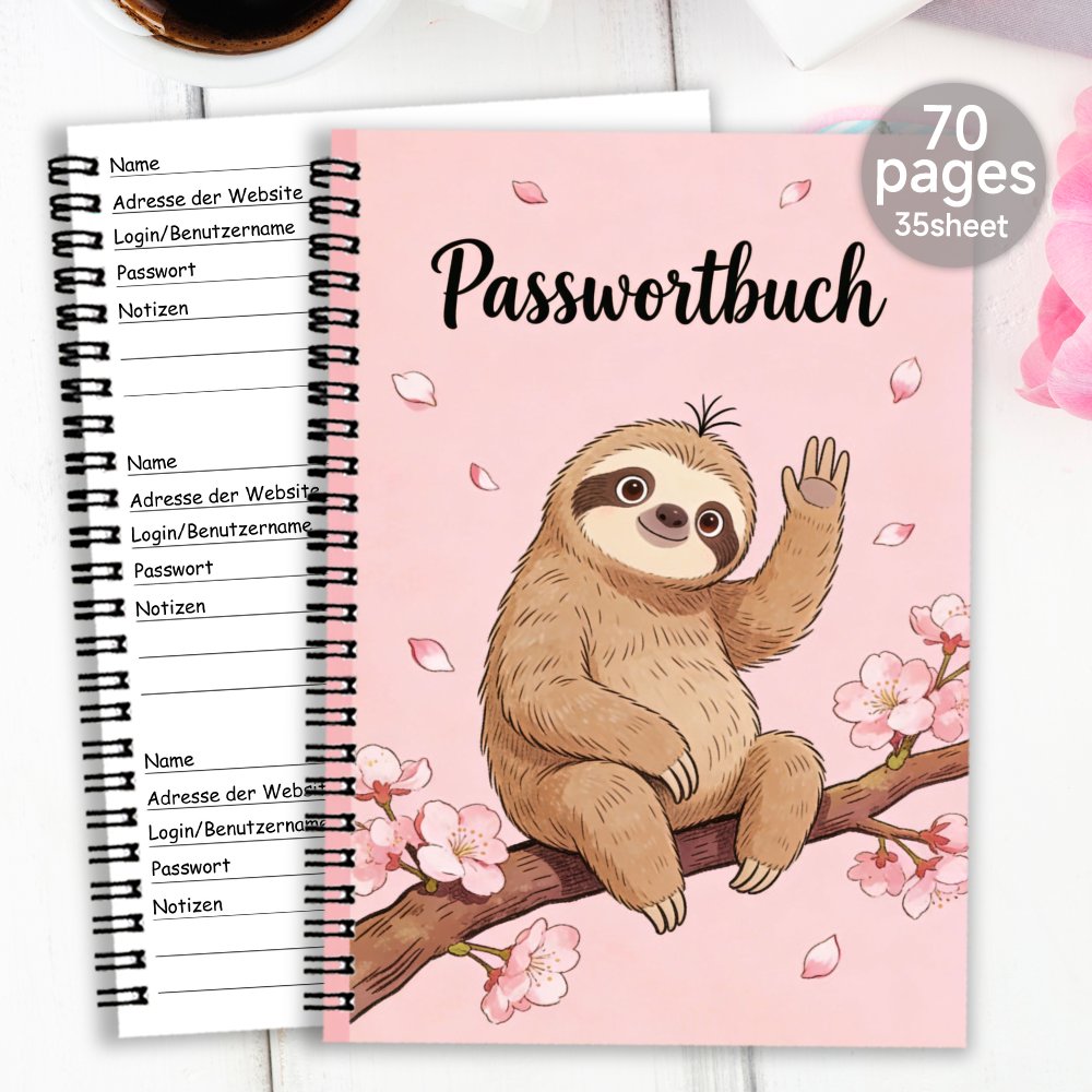 E-shop deutsches Spiral-Passwortbuch, ein Planer und sicherer Passwort-Safe mit Login-/Passwort-Tracker für den Heim- und Bürogebrauch, entworfen als