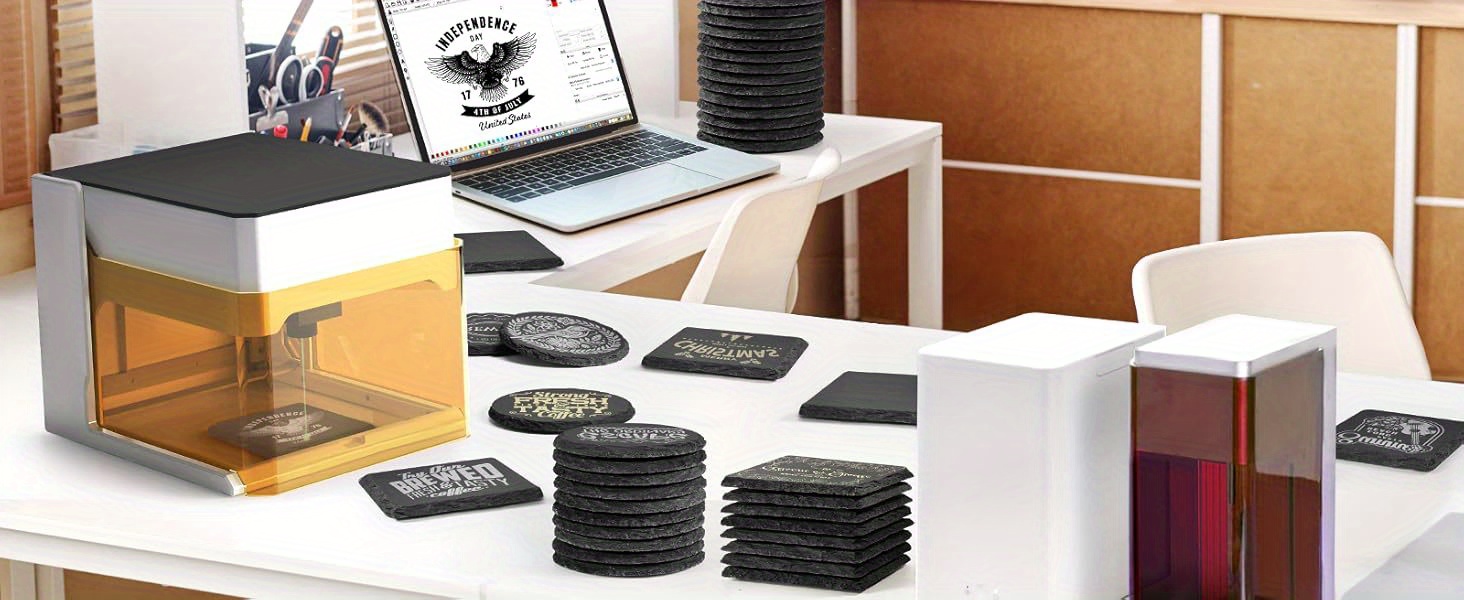 48pcs slate coasters bulk 4 inch black coasters for drinks laser engraving blanks material 24pcs   slate coasters and round stone coasters for projects gifts bar home decor details 1