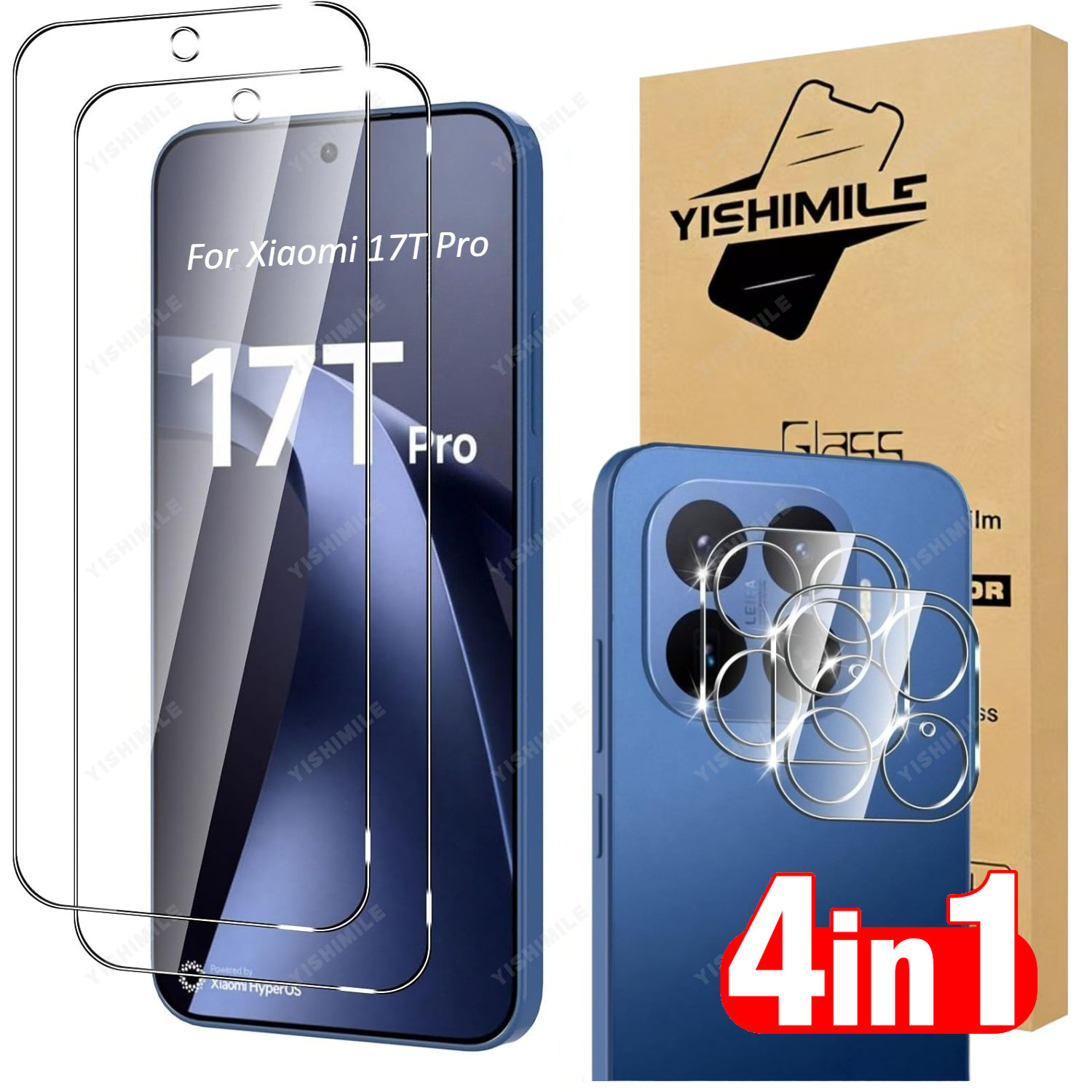 TEMU 2 piezas de protector de pantalla con 2 piezas de protector de lente de cámara, película de vidrio templado 9H de cobertura total, HD