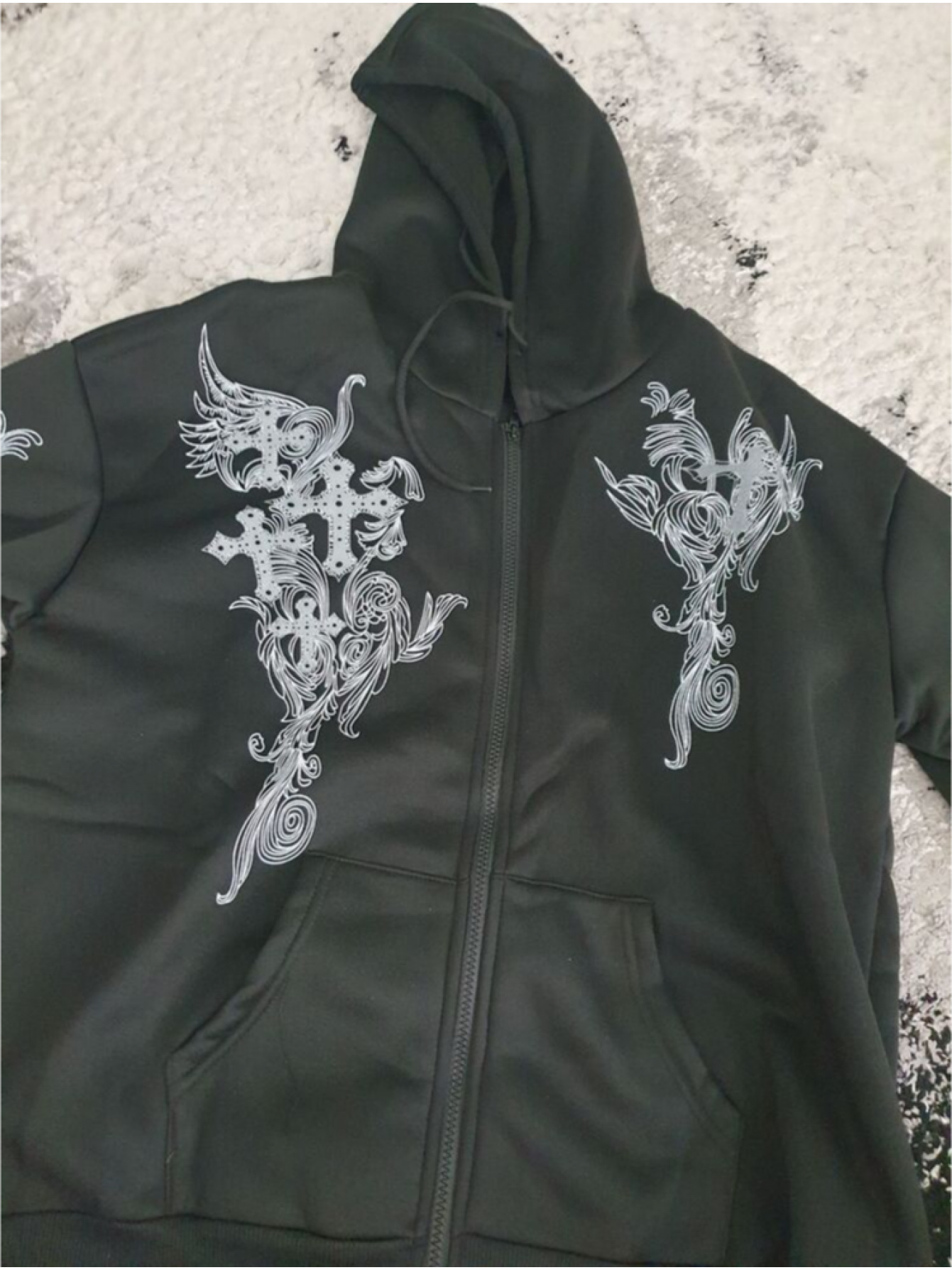 unisex y2k oversized zip hoodie gothic cross print emo - Temu