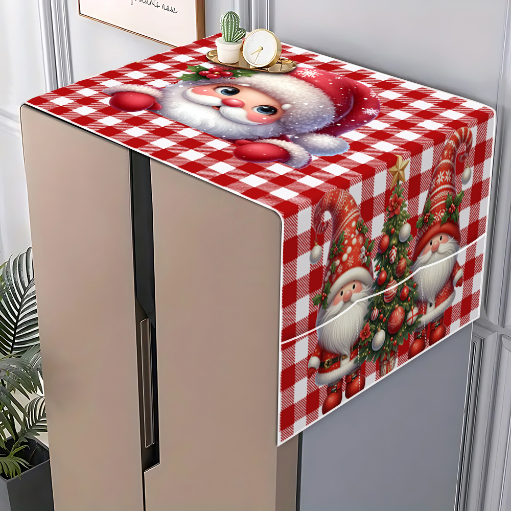 TEMU 1pc Refrigerator Cover, Christmas Element, Refrigerator Cover, Table Flag, Refrigerator Cover With Storage Bag, Microwave Cover, Home