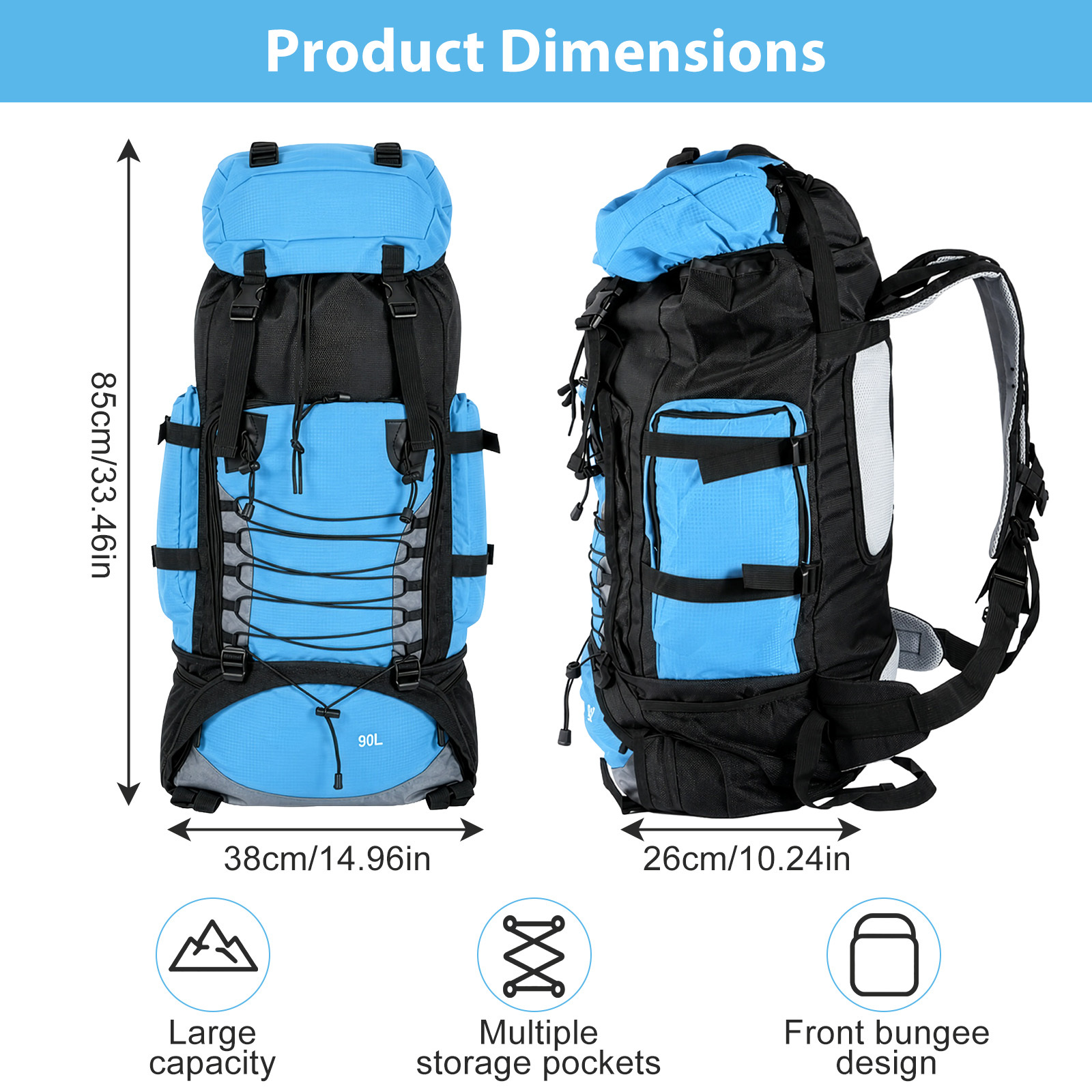 Image of 90 Large Capacity Backpack Men Women Travel Bag Luggage Bag Outdoor Backpack Camping Hiking Bag