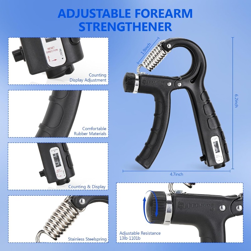 adjustable hand grip strengthener kit with wrist support -   forearm workout set,   exercise ring & stress relief ball, ideal for recovery and muscle building, forearm strengthening|adjustable grip trainer|durable construction, grip strengthener Product details 1