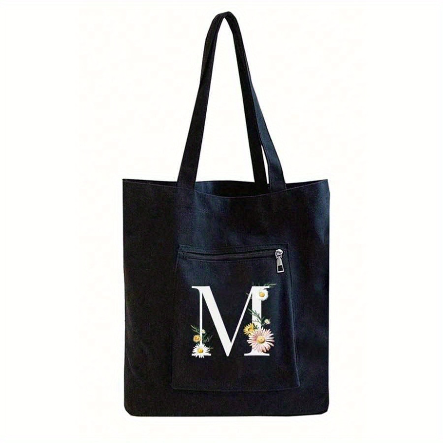 TEMU 1pc, Letter Floral Pattern Tote Bag, Ladies' Casual Tote Bag, Suitable For Vacation, Beach And Daily Life, Is A Great Gift For Women, Mom,