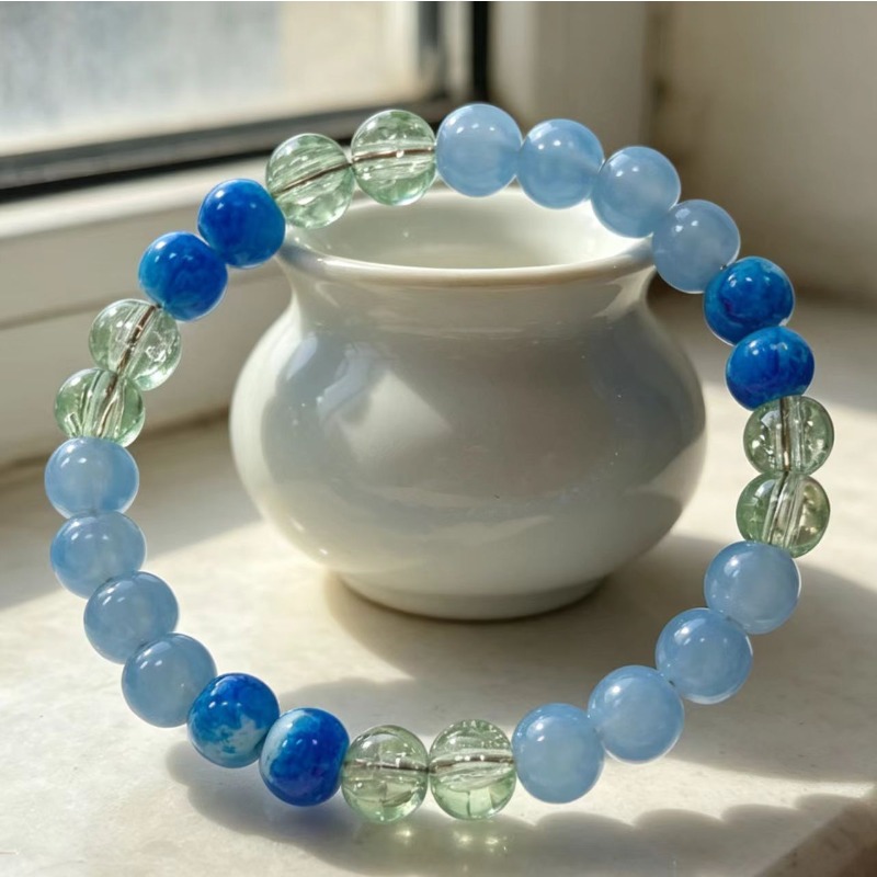 Ice-clear Sea Blue Contrast Color Bracelet, Fresh Bangle