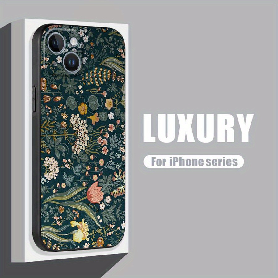 TEMU Tpu Phone Case Featuring Floral And Grass Designs For Models Including 16e, Xs, X, Xr, 13 Pro, 15, 12 Mini, 16 Pro Max, 7, 8, Se2, Se3, 11, 16