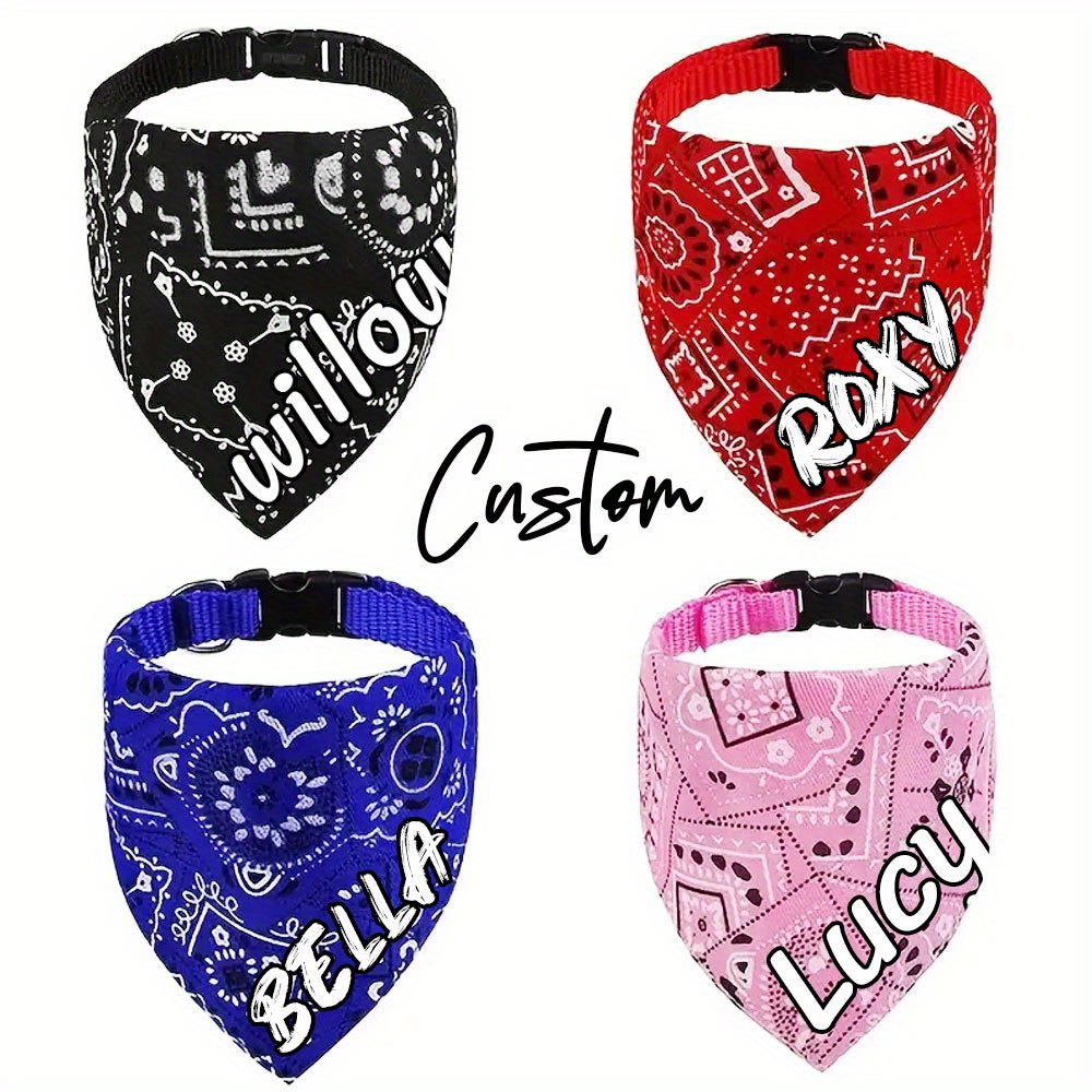 Customizable Adjustable Dog Bandana, Personalized Pet Saliva Towel & Collar