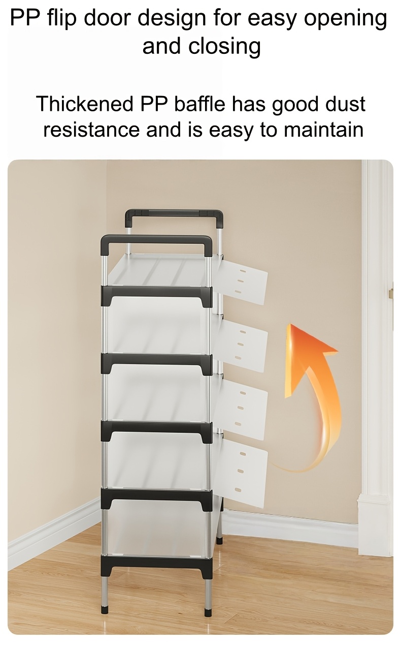 j32/ à chaussures 7 niveaux , étagère à chaussures étroite et durable sur pied, étagère à chaussures multifonctionnelle dentrée pour gagner de la place, utilisation simple pour salon, chambre, entrée, dressing, dortoir, entrée dappartement loué, , Détails du produit 5