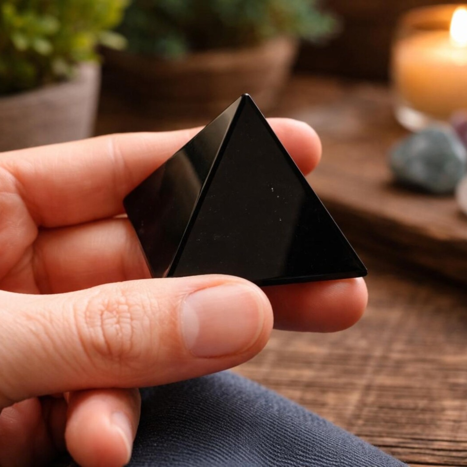 TEMU 1pc Natural Pyramid Carving, Hand Polished Shiny Surface, Suitable Gifts For Home Decor, During The Holidays
