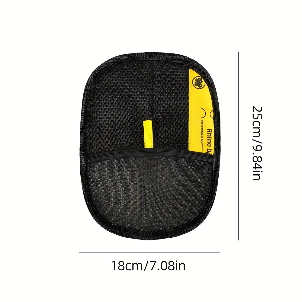 Upgraded Large Pet Static Hair Removal Glove - Black Polypropylene Cat Grooming Glove With Yellow Decoration, Measuring 24.99 Cm X 17.98 Cm. This Glove Removes Pet Hair And Dander