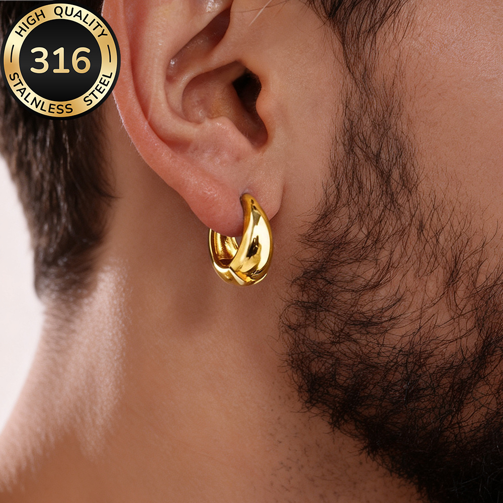 TEMU Pendientes dorados de acero inoxidable 316 316 304 de calidad, hipoalergénicos, resistentes a la decoloración, cómodos y versátiles, fáciles y