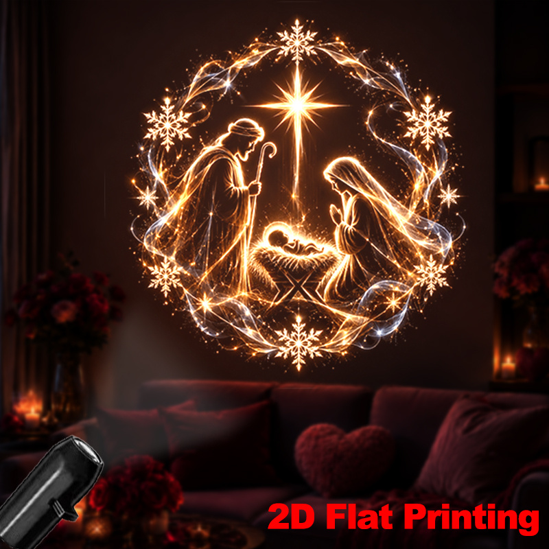 TEMU 1pc Portable Projector Lamp Projects Christmas Nativity Manger Scene With Snowflakes For Cozy Family Gatherings And Perfect Festive Usb Powered