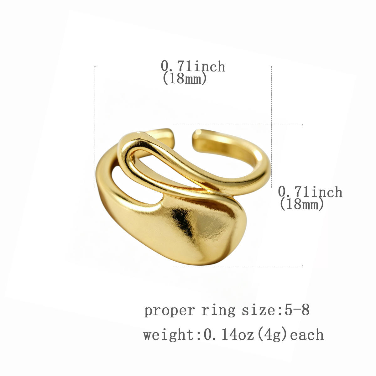 Ladies' Curved Twisted Open Ring, Contemporary Fashion Accessory