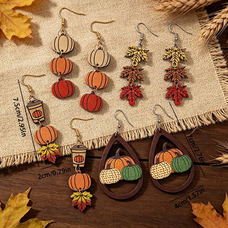 Thanksgiving Creative Polka Dot Pumpkin Water Drop Earrings