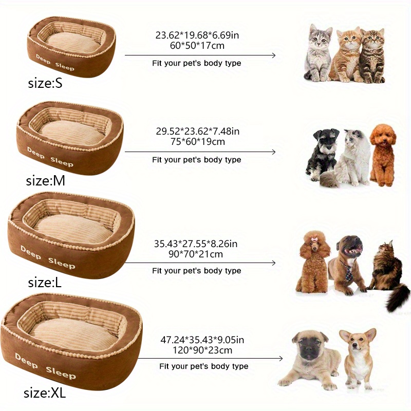 Luxury Oval Dog Bed & Cat Bed With Mat - 4 Sizes Gray And Brown Options, Striped Pet Bed, Great Christmas & Holiday Present (1pc)