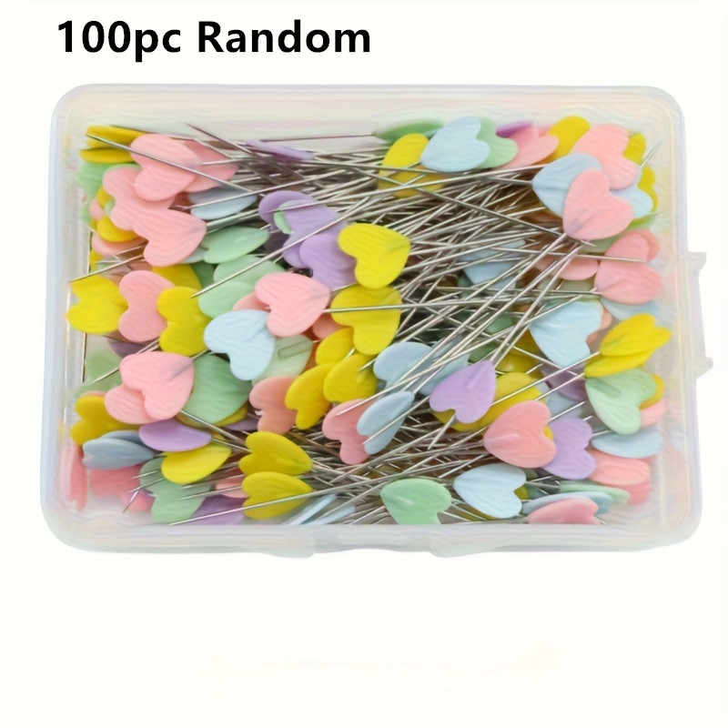 50/100/150/200pcs Random Colors Sewing Handcraft Quilting Heart Pins - Multicolor Straight Stitching Kit