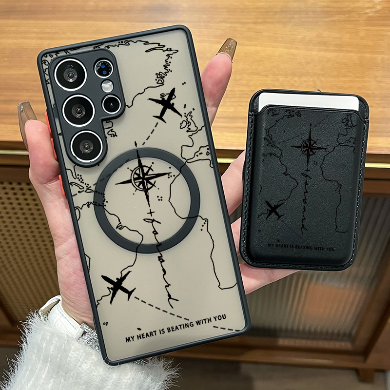 TEMU Phone Case: 2pcs Set Creative Chart Pattern Magnetic Phone Case & Fashionable Luxury Artificial Leather Magnetic Property Multi-functional For