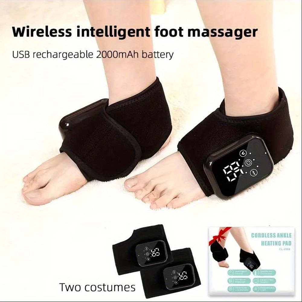 2pcs 3 Heating Levels Heated Ankle Brace with Vibration, USB Rechargeable Foot Heating Pad for Foot Massager and 3 Vibration Modes Adjustable, Sleek Foot Warmer, Portable Design, Lightweight Material, Soft Padding