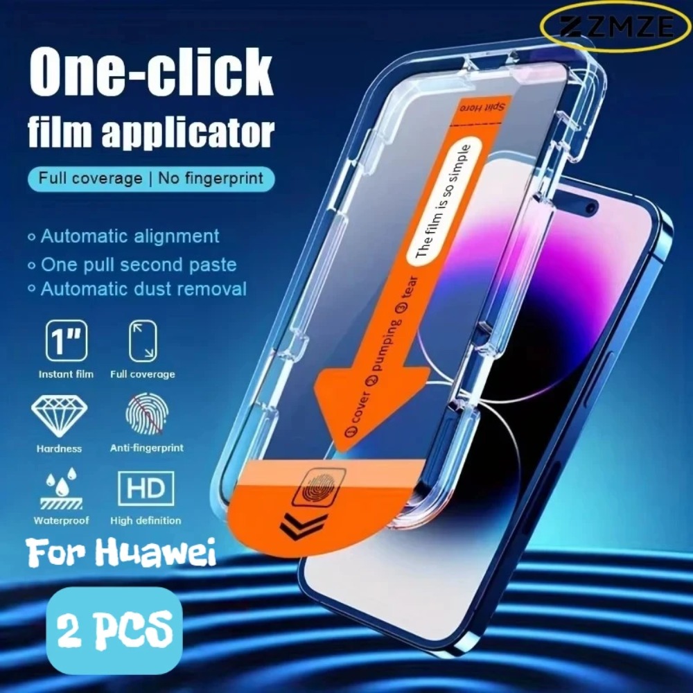 2pcs 8k Dust Free Installation Screen Protector For Huawei 80 70 Ultra P60 P50 P40 P30 Pro High Definition Tempered Film: retailer-supplied image