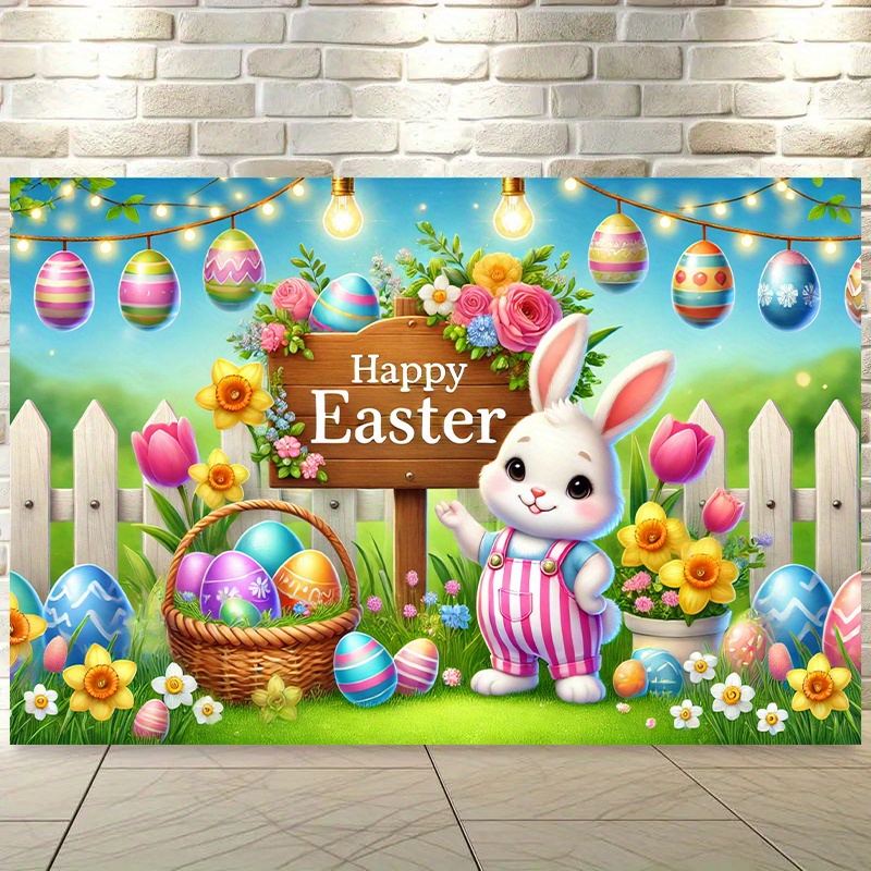 Oster-Deko: Jute-Banner Mit Hasen-Motiv & 'Happy Easter'-Schriftzug, 2 Meter Lang – Ideal Für Garten, Fenster Oder Party