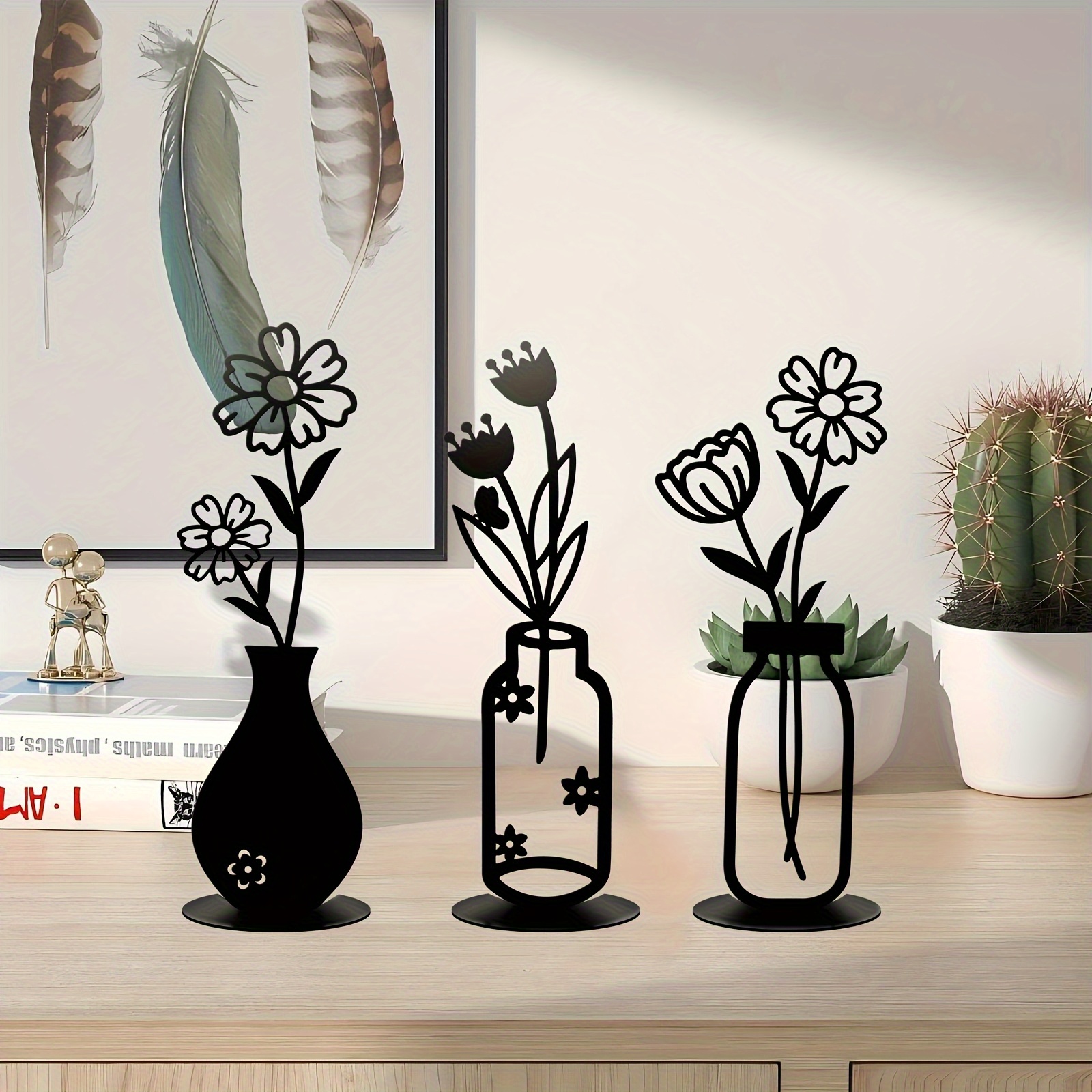 TEMU 3 pezzi Vaso Amore Statua in Metallo, Edifici da & Aggiunte Vaso Decorativo da Tavolo, Nessun Composizione Richiesta, Decorazione da Tavolo per
