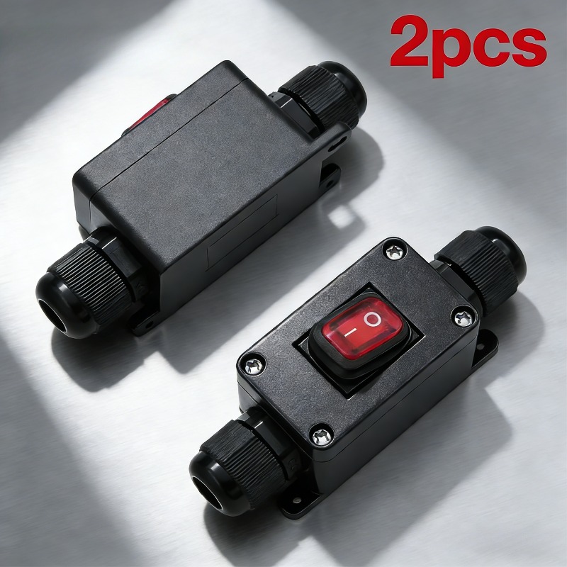 TEMU 2-pack Multi-functional Mini Junction Box, Red Color, Battery-free, Ideal For Home Garden & Industrial Electrical Systems
