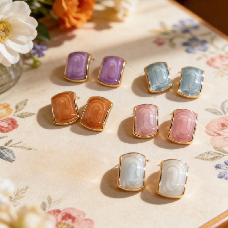 TEMU 5 Pairs Of French Commute Temperament Fashion Drip Stud Earrings Set Spring Summer Versatile
