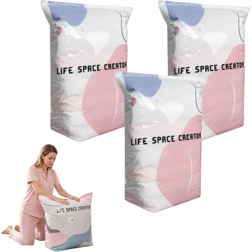 Image of 3pcs Storage Bags, No Pump Vacuum Storage Bags Large Capacity, Big Vacuum Storage Compression Bags No Pump Needed For Clothes, Bedding, Travel & Closet Organization, Under-bed Storage