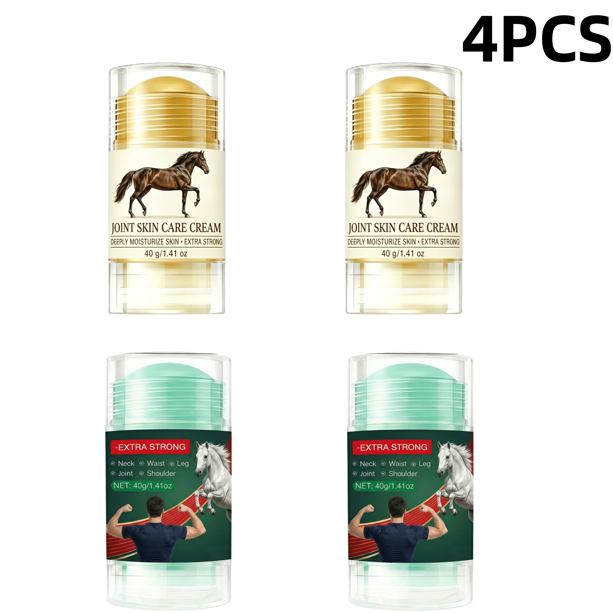 Image of 4-pack Horse Joint Skin Care Cream, Deep Moisturizing Massage Stick, Rich Texture Body Care Balm For Neck, Shoulder, Waist And Leg Joint Skin Each