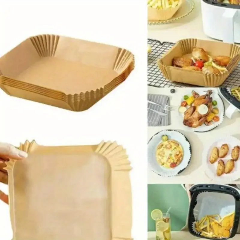 100pcs heavy duty non stick baking sheets oven air fryer liners cookie pizza pastries easy heat distribution kitchen paper mats for baking roasting broiling compatible with ovens air fryers air fryer accessories roasting liner disposable sheets material cooking liners meal preppers Product details 4
