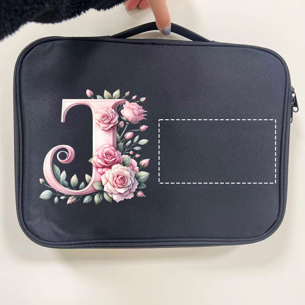 Custom Floral Initial Laptop Tote Bag with Monogram