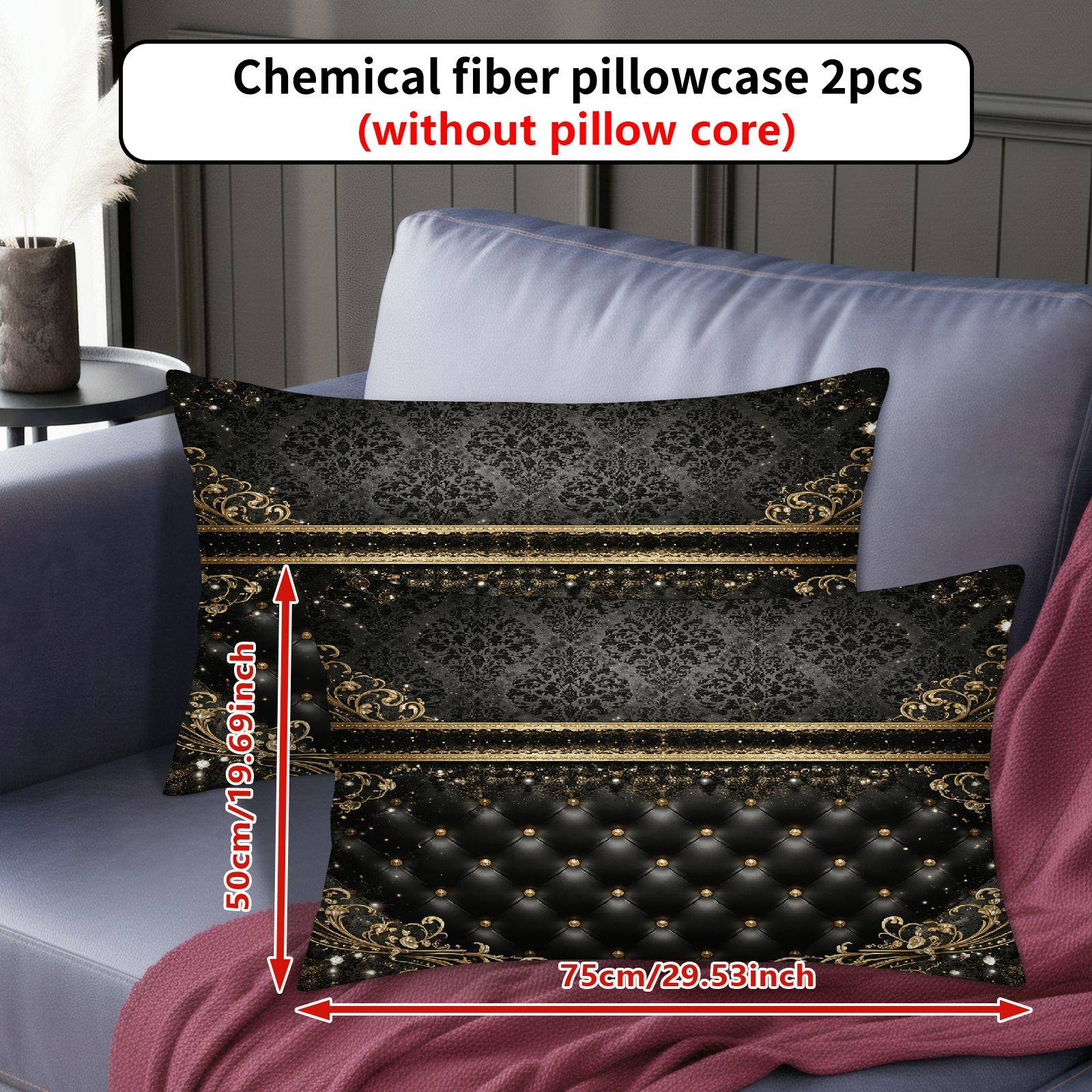 TEMU 2pcs Luxury Vintage Baroque Printed Pillowcase, ( Pillow Inserts Not Included), Home Decor, Pillow Core Not Included, Decorative Pillow Covers