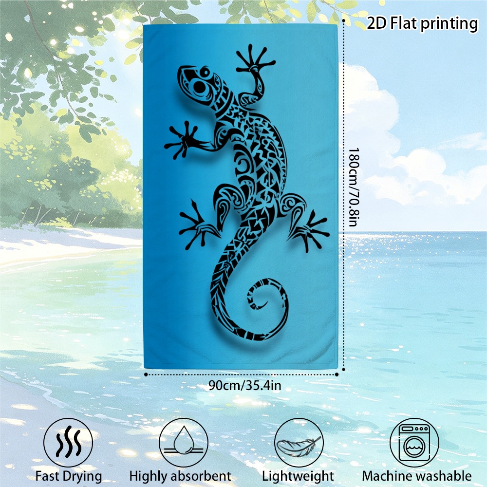 TEMU 1 serviette de plage en microfibre à imprimé lézard tribal pour piscine, , camping et yoga