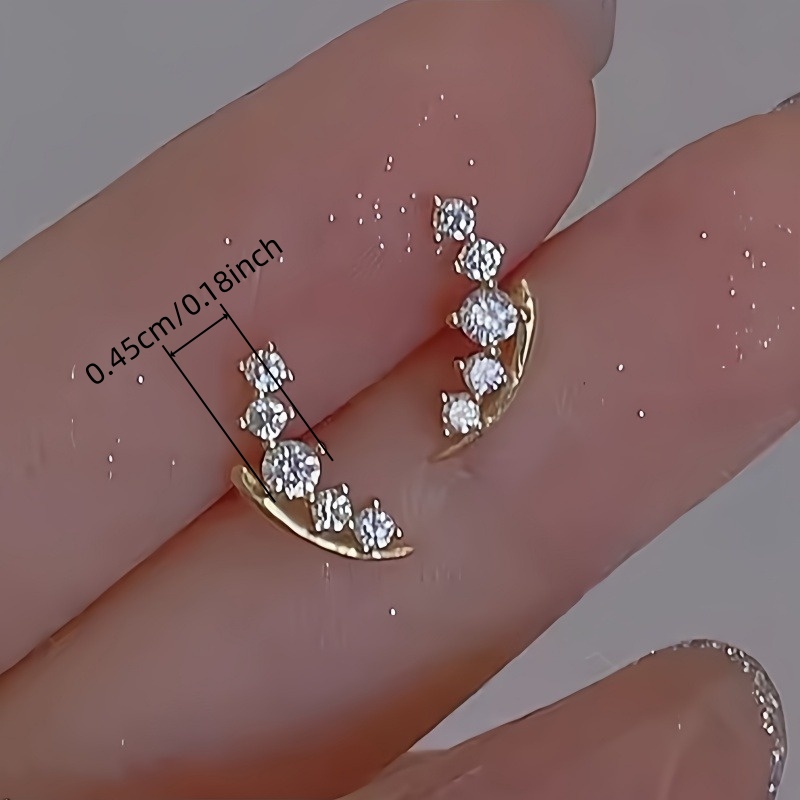 Synthetic Zirconia Moon Climber Stud Earrings for Women