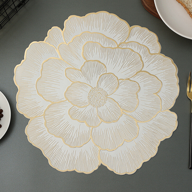 TEMU 1pc 38x38cm Luxury Flower Placemats Round Mat Kitchen Dining Table Wedding Table Decor