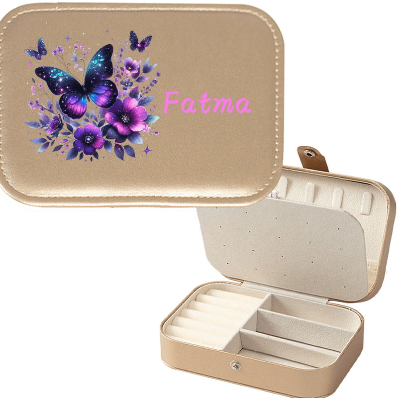 Personalized Sparkle Glitter Butterfly Jewelry Storage Box