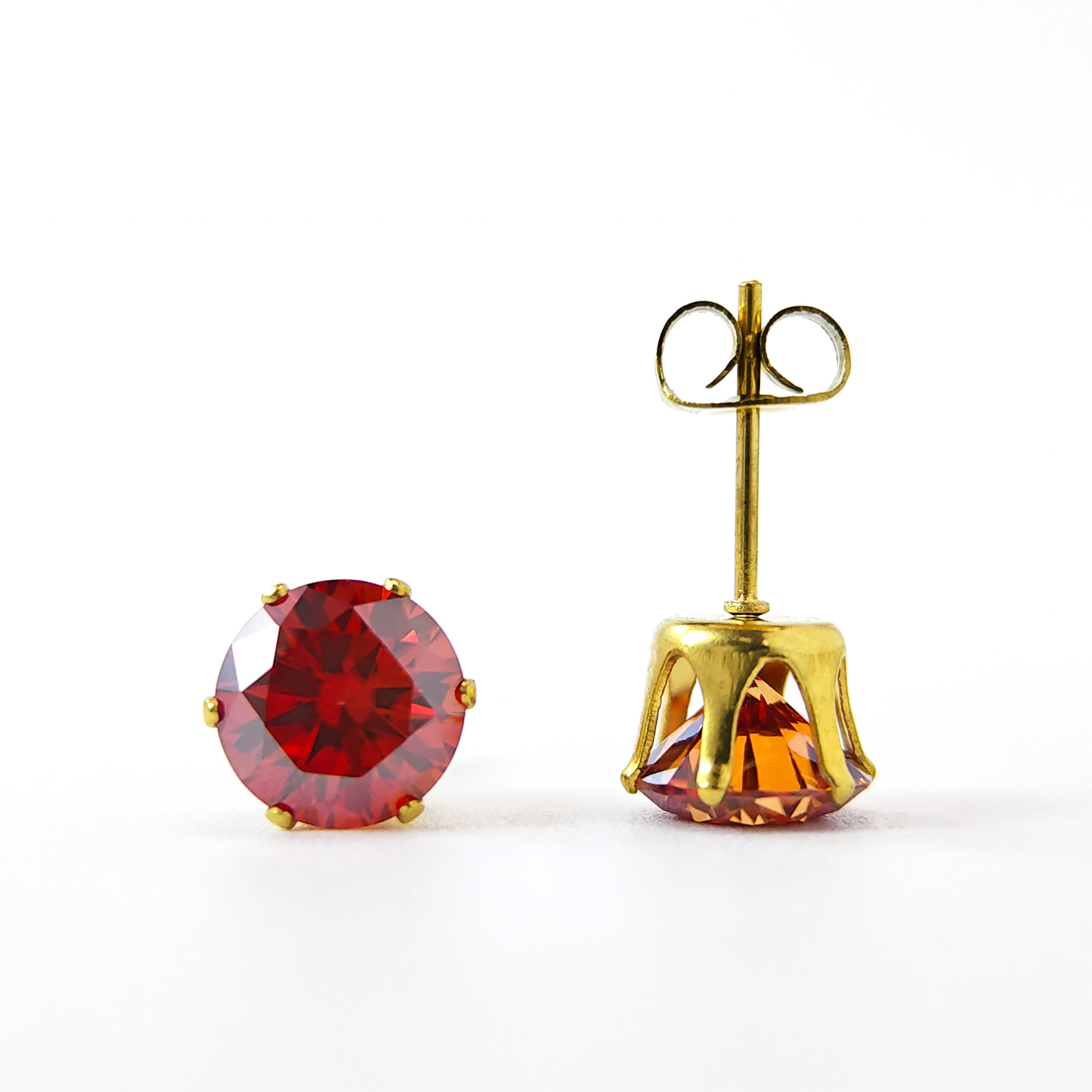 2 Carat Pomegranate Red Round Moissanite Earrings