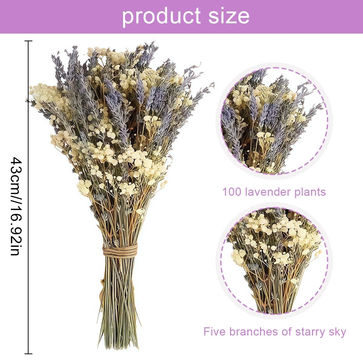 Image of 105pcs Lavender Dried Bouquet Handmade Dried Floral Flower For Wedding Decor, Vase Arrangement, Photo Backdrops, Wedding Lapel Flowers And Home Floral Display