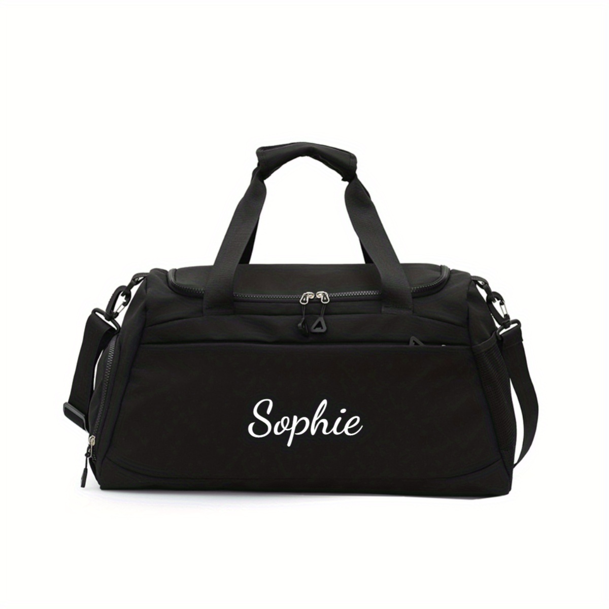 TEMU 1pc Embroidery Customization Gym Bag For Women Men With Shoe Compartment, Large Capacity Dry And Wet Travel Duffle Bag, Weekender Bag Carry On