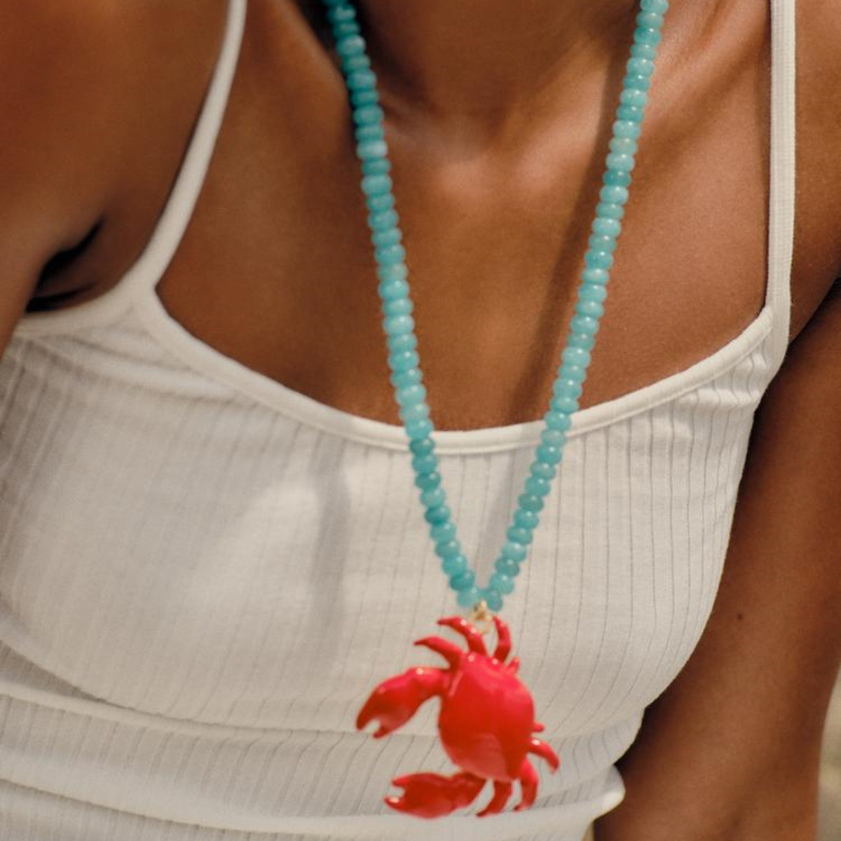Summer Beach Inspired Crab Shaped Beaded Necklace