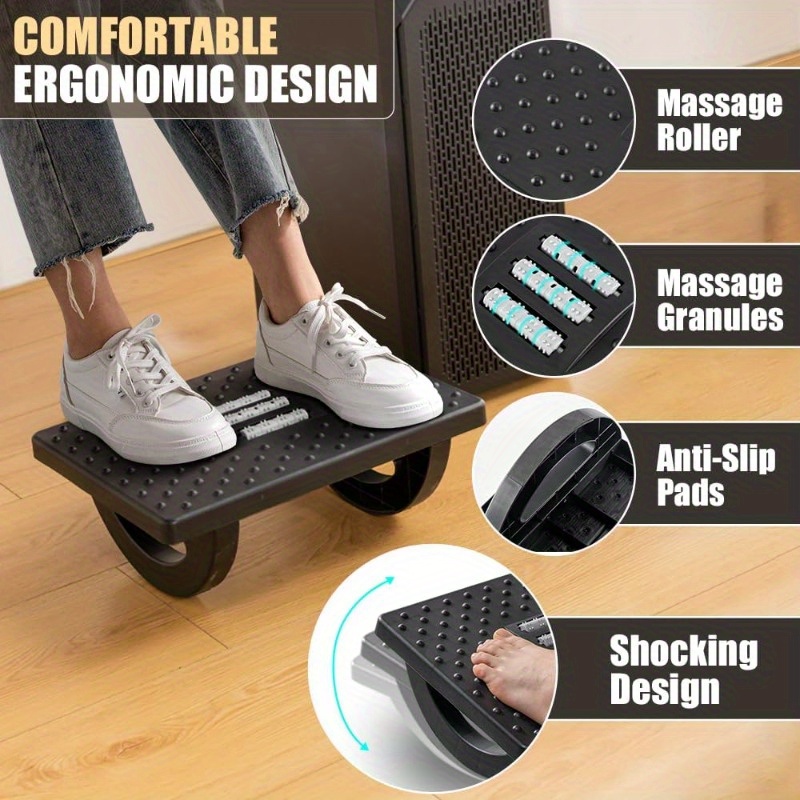 Reposapiés para Debajo del Escritorio en el Trabajo - Taburetes Ergonómicos para Debajo del Escritorio de Oficina - Reposapiés Oscilante con Masajeador de Rodillos - Reposapiés para Silla - Adecuado para Personas que Se Sientan por Largos Períodos de Tiempo