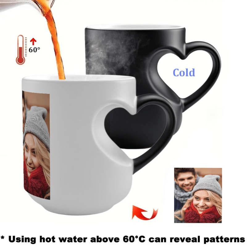 

1pc Mug - Personalized Color Changing Ceramic Coffee Cup, Heat Sensitive, Ideal For Christmas, Valentine's, Easter, & Father's Day Gifts