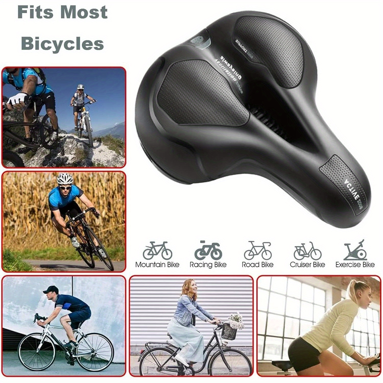 Hollow Breathable Bike - Shock-absorbing With Hollow Technology & Airflow System, -free Installation For Road/mountain Bikes, Unisex For &, Long Ride (compatible With All
