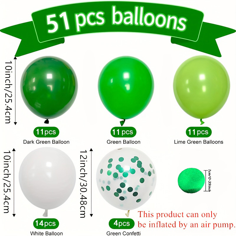 TEMU 51pcs -emerald Green Confetti Latex Balloons For Party Supplies 's Day Decoration, Christmas Decorations, Holiday Supplies, Celebration Decor,