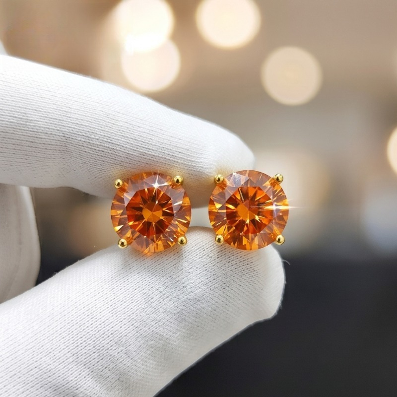Women's 0.5/1/2/3 Carat Golden Classic Moissanite Earrings Set