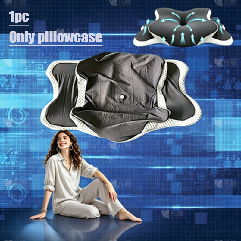 TEMU Ergonomic Cooling Pillow Cover With Quilted Air Permeable Mesh Edge & -touch Cover - Suitable For Home, Hotel Use, Machine Washable Replacement