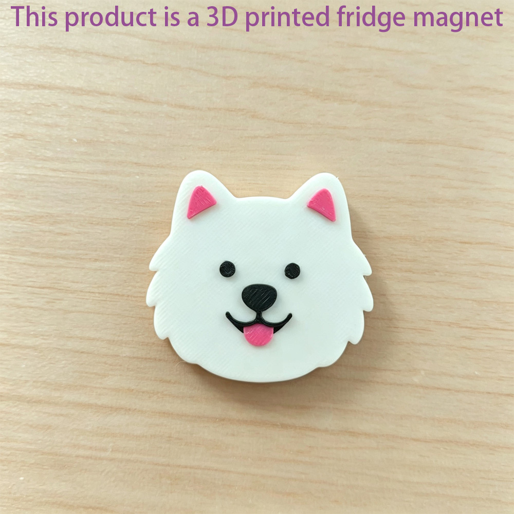 TEMU 1 aimant de réfrigérateur Samoyède imprimé en 3D avec aimant, adapté au réfrigérateur, à la boîte aux lettres et à la décoration intérieure,