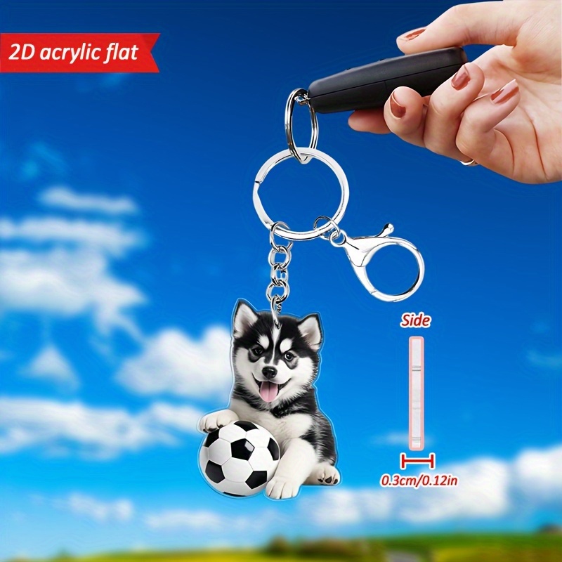 TEMU 2d Flat - 2d Plane Cute Husky Puppy Keychain - Lightweight And Durable, Versatile For Keys, Mobile Phones, Backpacks, Wallets - For Dog Owners,